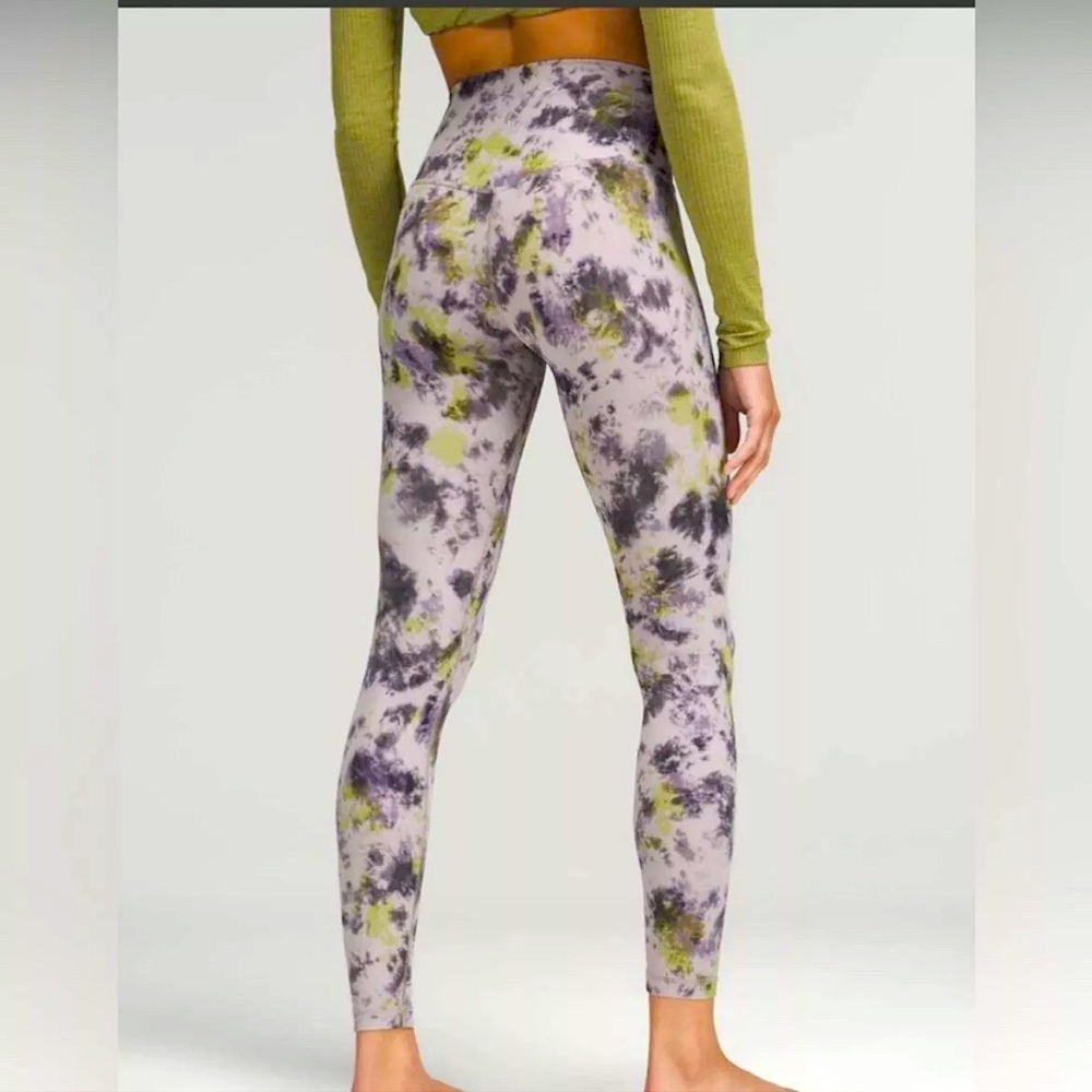 LULULEMON High-Rise Align Pants 28” Leggings Radial Tie Dye Mauve Grey Sz 2 XS